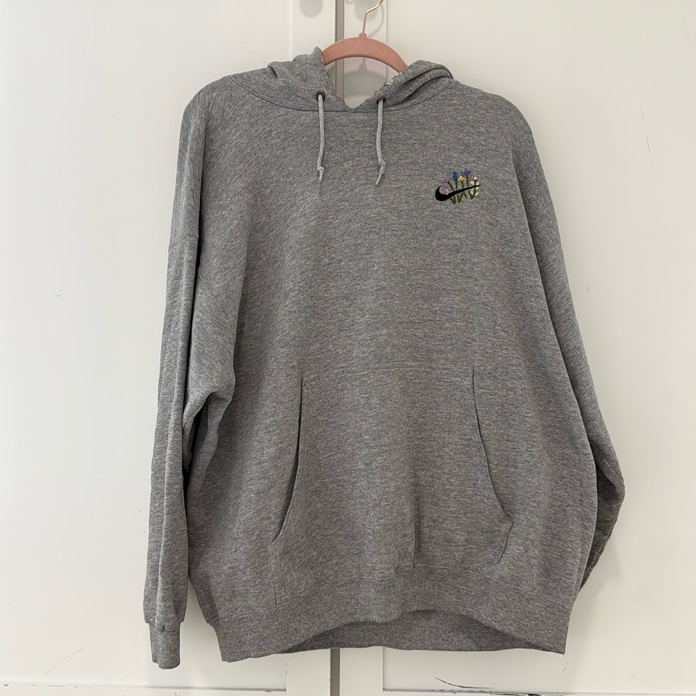 Embroidered Grey Nike Hoodie